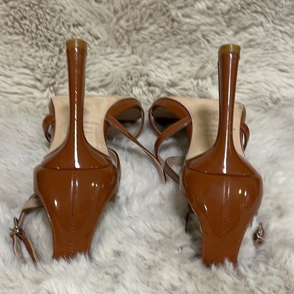 Antonio Melani Hadley Strappy Caramel  Brown Patent  Sandals High Heels Size 6.5 - Picture 3 of 6